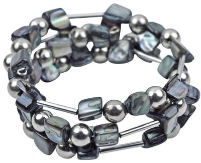 Parelmoeren armband Wrap Shell Grey - parelmoer - grijs - zilver - wikkelarmband - luxe sieraden zakje - grijze armband - dames armband