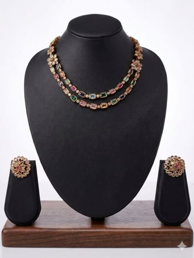 N3 Collecties Matte Afwerking Vergulde Ketting Met Oorbellen