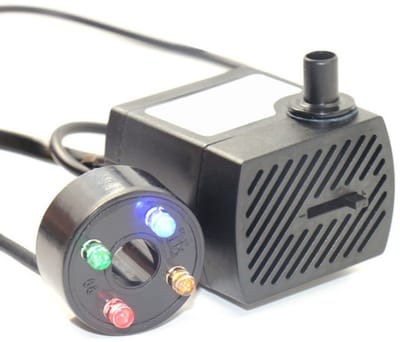EXCITAT Dompelpomp - Vijverpomp - Mini Aquarium pomp - Met 4 Kleuren LED-verlichting - Geschikt voor Fonteinen, Rotstuinen, Aquariumvijvers - Maximale Opvoerhoogte 0,85 m - 350 L/u