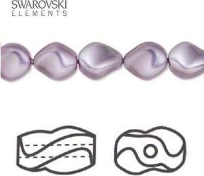 Swarovski Elements, 20 stuks Swarovski curve parels, 9x8mm, mauve, 5826