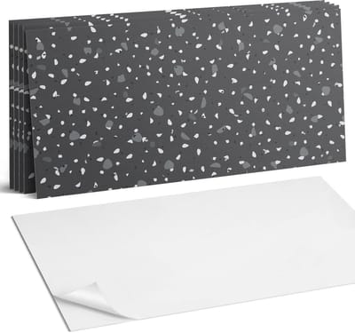 Coloray Plaktegels - Patroon met kleine stippen Wandtegel Zelfklevend - 60 cm x 30 cm - Grijs Plaktegels - 6 stuks - Rechthoek PVC Tegels - Plaktegels Keuken - Zelfklevende Vloertegels Badkamer - Vinyl Tegels Zelfklevend - Zelfklevende Wandtegels