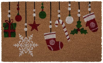 Clayre & Eef Deurmat 75x45x1 cm Bruin Kokos Kerst