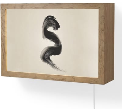 Wandlamp 30x20 cm - Oplaadbaar - Penseelstreek - Zwart - Minimalistisch - Wandlampen binnen woonkamer - Slaapkamer lamp met kabel - Decoratieve nachtlamp - Vloerlamp snoer