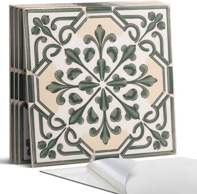 Coloray Wandpanelen Zelfklevend - Plantenpatroon op de tegel Zelfklevende Wandpanelen - 50 cm x 50 cm - Groente Wandpaneel PVC - 5 stuks - Texturen Wandpanelen Zelfklevend - Wandpaneel Keuken - Wandpanelen Badkamer