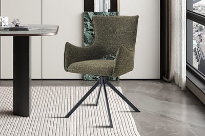 Stoel/Armstoel Billy in stof harper groen Draaibaar - H 88 x B 57.5 x D 60 cm