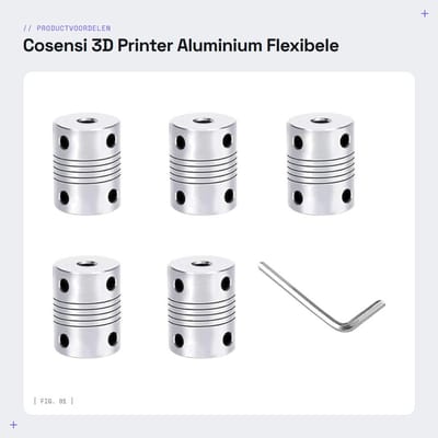 Dailygoods- Flexibele Koppeling 5 Stuks - Aluminium - Compatibel met NEMA 17 Stappenmotoren - Schokabsorptie - Eenvoudige Installatie - 2.5 x 1.9 cm - Askoppeling