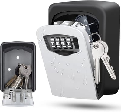 Famanu – Sleutelkluis met 4-cijferige code, voor buiten en binnen, waterdicht en roestvrij, wandmontage