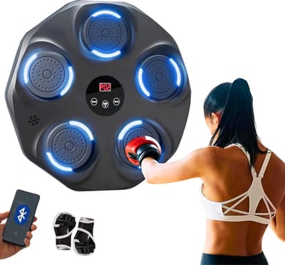 Muziek Boksmachine - Bokstrainer LED - Thuis sporten - Verlichting op ritme - 43 x 43 x 8.5 cm - Zwart