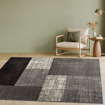 Paco Home Designvloerkleed Modern Geruit Laagpolig Ontwerp Gemêleerd In Grijs Crème Bruin 140x200 cm