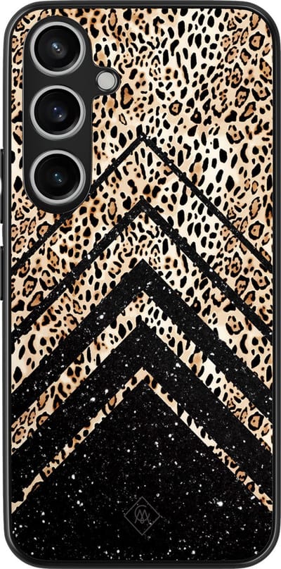 Casimoda® hoesje - Geschikt voor Samsung Galaxy A55 - Chevron Luipaard - Zwart TPU Backcover - Luipaardprint - Zwart