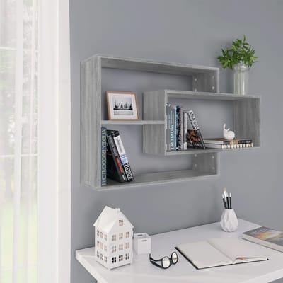 vidaXL - Wandschap - 104x20x58,5 - cm - bewerkt - hout - grijs - sonoma - eikenkleurig
