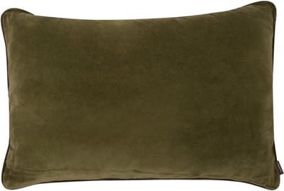 Velvet Wool Olive Groen + Bruin Kussen | 40 X 60 | Sierkussen Voor Woonkamer Of Slaapkamer