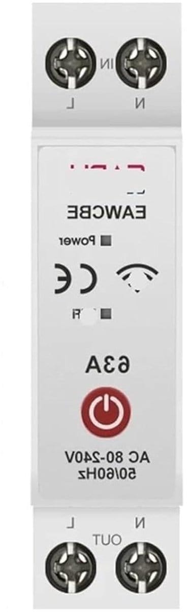 Stroomonderbreker 1P - Zekering Thermisch - Energie Bewaken - Met Timer Functie - 63A - Grijs