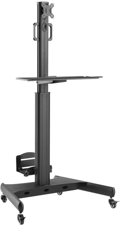 ACT Mobiel Werkstation voor een enkele monitor, met houder voor een pc, toetsenbord en muis AC8374
