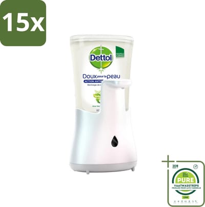 15 x Dettol - Automatische Zeepdispenser - No-Touch Zilver met Aloe Vera - 250 ml - Grootverpakking - Zeepdispenser - No-touch - Antibacterieel - Aloe Vera - Hygiëne