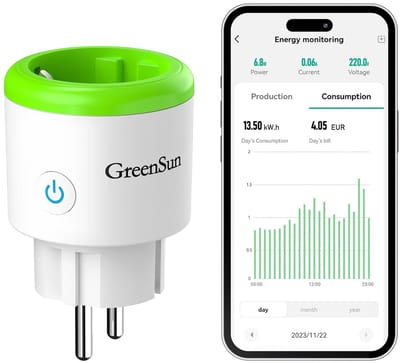 Slimme Wifi Stroommeter met Timer voor Stopcontact - Energieverbruik Meten & Balkonkrachtcentrale Beheer