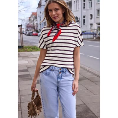 Shirt met overhangende schouders in gebreide look