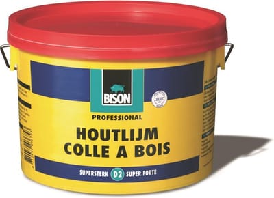 Bison Houtlijm emmer 3 kg, hoogwaardige, vochtbestendige witte houtlijm, droogt transparant op, oplosmiddelvrij, overschilderbaar, D2, sterker dan hout