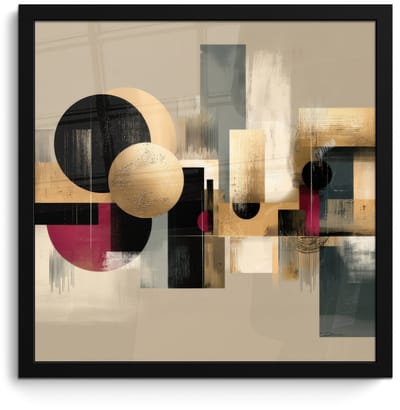 Poster in lijst - Fotolijst 40x40 cm - Posters - Abstract - Vormen - Beige - Texturen - Posterlijst zwart - Decoratie - Wanddecoratie woonkamer - Muurdecoratie slaapkamer