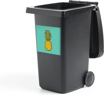 Container sticker tekening van een ananas voor een lichtblauwe achtergrond - 40x40 cm - Kliko sticker