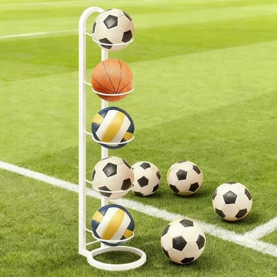 Multifunctionele Ballenstandaard voor Opberging, Verstelbare Verticale Ballenhouder, Ideaal voor Basketbal en Sportballen