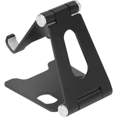 Mobiele Telefoonhouder Metaal Draagbaar Opvouwbaar 360 Graden Rotatie Desktop Tablet Standaard voor Dagelijks Gebruik black