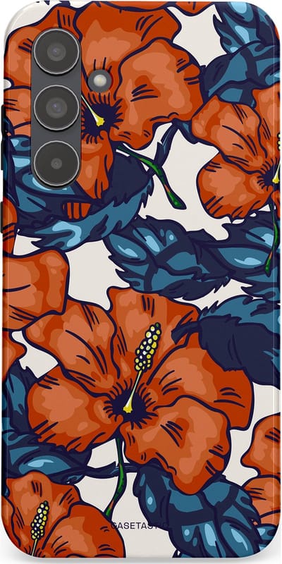 Casetastic hoesje geschikt voor Samsung Galaxy A55 - Dubbellaagse bescherming - Exotische paradijs - Fashion Case - Terracotta Donkerblauw Bruin Donkergrijs