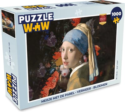 Puzzel Meisje met de parel - Vermeer - Bloemen - Legpuzzel - Puzzel 1000 stukjes volwassenen