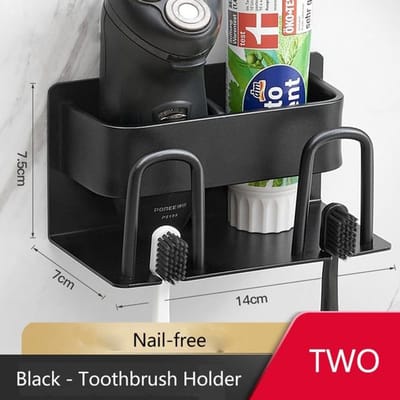 Tandenborstelhouder Met Bekerhouder Badkamer Organizer Tandpasta Opbergrek Scheerapparaat Stand Organizer Plank Badkamer Accessoires gray