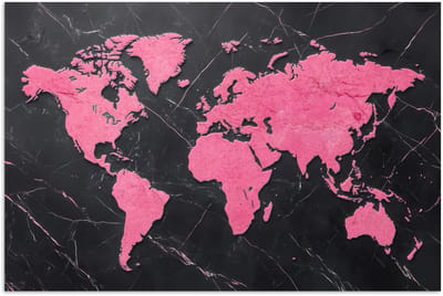 Poster 180x120 cm - Wereldkaart - Roze - Marmer - Posters - Kamer decoratie - Wanddecoratie woonkamer - Muurdecoratie slaapkamer XXL