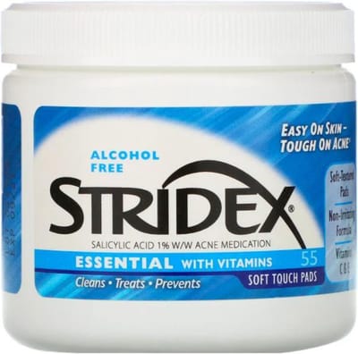 Stridex -  Acnecontrole in één stap - Alcoholvrij - 55 Soft Touch-pads - Acne - Vitamine C - Gezonde huid - salicylic acid.