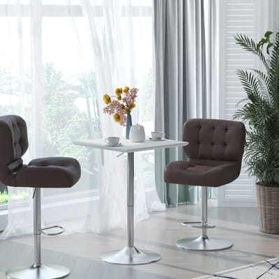 REDOM - Bartafel - In Hoogte Verstelbaar - Modern - Voor Keuken Of Balkon - MDF En Staal - Wit - 60 X 60 X 69-92 Cm