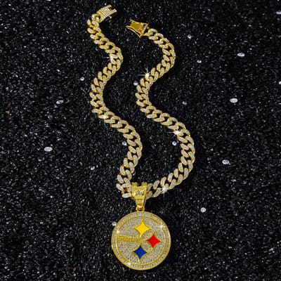 Nieuwe Heren Dames Hip Hop Ronde Letter Hanger Ketting met 13mm Legering Bling Strass Cubaanse Ketting HipHop Ketting Mode Sieraden black
