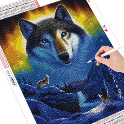 Peinture diamant 5D Loup Plein Carré/Rond Diamant Broderie Hiver Mosaïque Animal Strass Photo Décor À La Maison Full Square 20X30CM