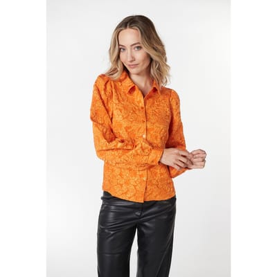 EsQualo Blouse Basic Flower Jacquard Pumpkin Größe: 36 | Blusen Outlet | Damen | Orange