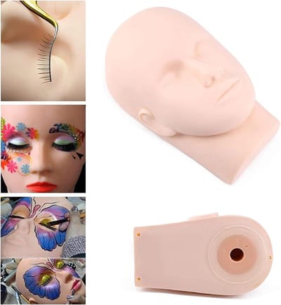 Training mannequin voor make-up en oogschaduw, met vlakke kop en valse wimpers, ideaal voor oefening en lip tatoeages