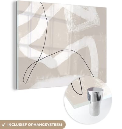 MuchoWow® Glasschilderij 120x90 cm - Schilderij acrylglas - Lijn - Abstract - - Design - Foto op glas - Schilderijen