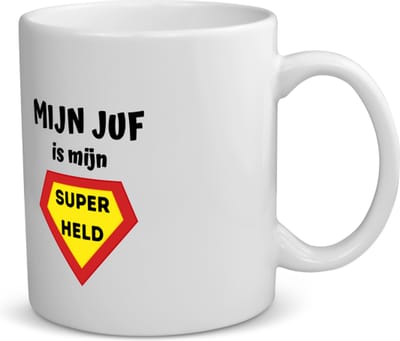 Akyol - mijn juf is mijn superheld koffiemok - theemok - Juf - super juf - verjaardag - cadeautje voor juf - juf artikelen - kado - geschenk - collega's - 350 ML inhoud