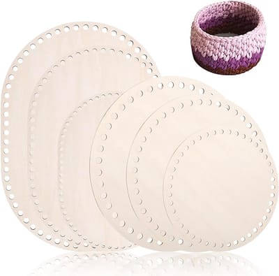 Set van 6 Houten Mandjes voor Haakprojecten en Creatieve Ambachten 10/15/20/25/30 cm
