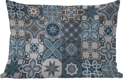 Buitenkussens - Tuin - Design - Bloem - Blauw - Figuren - 50x30 cm