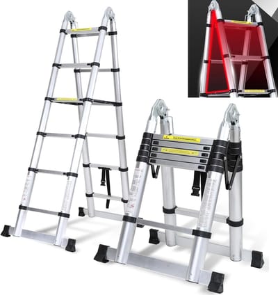Telescopische Ladder - Vouwladder Uitschuifbaar - Huishoudelijk Klussen - Aluminium Lichtgewicht - 38 meter - Zilver