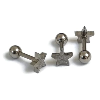 Aramat Jewels | Piercings | Sandblasted Helix Piercing Ster - Zilverkleurig | | | |6mm | Staal | Volwassenen | Verkleurd niet