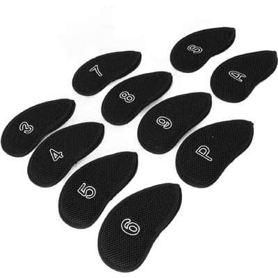 10 stuks Golfclub Hoofdbedekking Ademend Nylon Mesh Zachte Voering Beschermende Golf IJzer Covers Set Zwart black