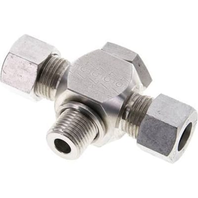 12L & M16x1.5 RVS T-Draaidoorvoer Snijringkoppeling Buitendraad 315bar ISO 8434-1