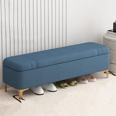 Gestoffeerde Opbergbank - Ottomaanse Kruk - Entree Organisatie - Veelzijdige Opbergruimte - 60 cm - Blauw