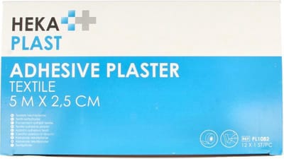 HEKA plast hechtpleister textiel ring 5 m x 2,5 cm - 12 rollen