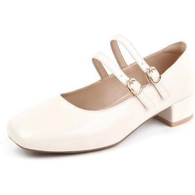 Lente Nieuwe Dikke Mm Hoge Hakken Dikke Hak Vierkante Neus Retro Mary Jane Damesschoenen Verdikkend en Verbredend Grote Maat Damesschoenen 39 amandel