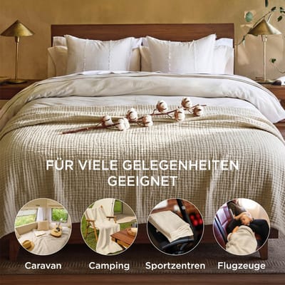 Dailygoods- Mousseline Deken 100% Katoen - Zachte Bankdeken - Ademend - Lichtgewicht - Zomerdeken - Oeko-Tex Gecertificeerd 220 x 240 cm