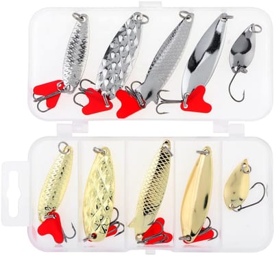 Dailygoods- Vislepel 10 Stuks - Kunstaas Set - Metalen Spinnerbaits - Roestvrij Staal - Zoutwater/Zoetwater - Opbergdoos Inclusief
