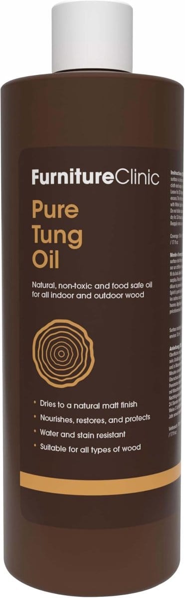 Pure Tung Olie 500ml – 100% Natuurlijke Houtolie – Waterbestendig & Voedselveilig – Matte Afwerking – Voor Binnen & Buiten Hout